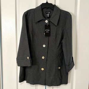 NWT Attyre Gray/black jacket / blazer, houndstooth, size Large